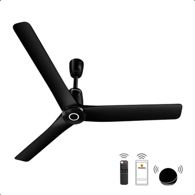 Atomberg Aris Contour Smart|Voice Control|Best Air Flow|Silent|Award Winning D�cor Design with 3 Year Warranty BLDC Motor with Remote 1200 mm Ceiling Fan(5 Star | Midnight Black | Pack of 1)