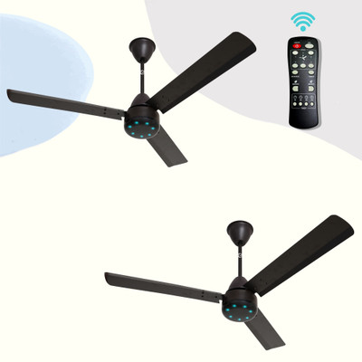 EFF4 Sino Modern 5 Star 1200mm BLDC Motor with Remote, Blue LED Light & Reverse mode 5 Star 1200 mm 3 Blade Ceiling Fan(BLDC Motor with Remote | Brown_Classic | Pack of 2)