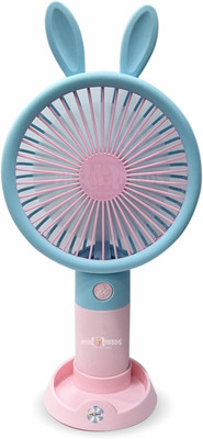 Pick Ur Needs Portable Table Fan For Ourdoor Use / Camping / Travel / Adventure Mini Hand Fan Mini Handheld Chargeable Portable Fan Small Cartoon Design USB Charging 5 Blade Rechargeable Fan(Blue)