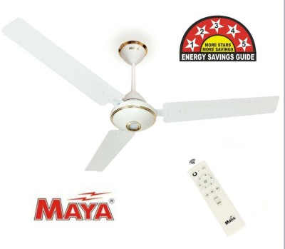 MAYA 5 Star Rated 1200 mm Super Eco Tech BLDC Ceiling Fan with Remote 5 Star 1200 mm BLDC Motor with Remote 3 Blade Ceiling Fan(White, Pack of 1)