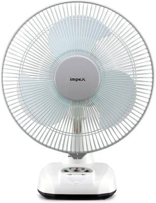 IMPEX Rechargeable Fan (BREEZE D3) with LED Light 3 Speed Mode 305 mm 3 Blade Table Fan