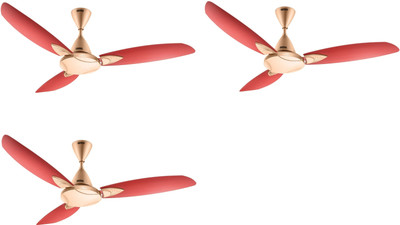 USHA Bloom Primrose, gold with 1 Year Warranty 1250 mm Ceiling Fan(Sparkle Golden, Cherry | Pack of 3)
