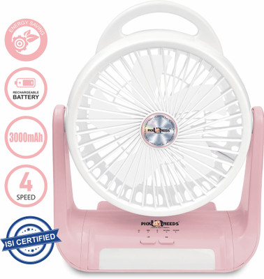 Pick Ur Needs Portable Rechargeable Table Fan With LED Light 3000mAh Battery 180 Degree Move with 1 Year Warranty 3 mm Table Fan(Pink | Pack of 1)