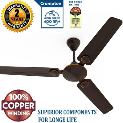Crompton MONTANNIA ULTRA HIGH SPEED CHROME FINISH GOLD 100% COPPER LONG LIFE 1200 mm 3 Blade Exhaust Fan