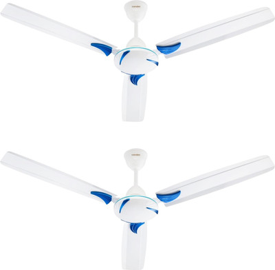 Candes Lynx 3 Star 1200 Mm 3 Blade Ceiling Fan (Anti Dust | White, Blue | Pack Of 2) For Rs. 1989 @ 57 %