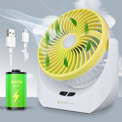Terviiix High Speed Rechargeable Table Fan with LED Light, For Home, Kitchen, Office with 1 Year Warranty Ultra High Speed 1400 mm Table Fan(5 Star | Yellow(USB-High-Powered) | Pack of 1)