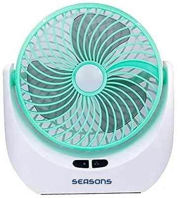 seasons High Speed Rechargeable Table Fan with LED Light, For Home, Office, Kitchen with 1 Year Warranty Ultra High Speed 1400 mm Table Fan(5 Star | Green | Pack of 1)