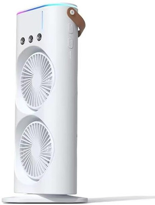 Melbon Dual Spray Fan with Adjustable Mist & Speed – Portable Air Cooler Dual Fan Cooler with 3 Speed & 3 Mist Spray Modes USB Air Cooler(White I)