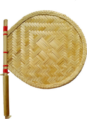Das Departmental Store Royal Design Hand Weaving Bamboo Silent Operation 300 mm Pedestal Fan(Yellow | Pack of 2)