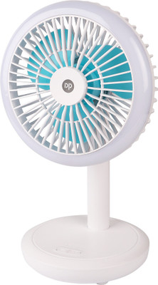 Dp 7632 (RECHARGEABLE PORTABLE USB FAN) 4000mAh Battery, Multi Angle Adjustable, Silent Operation 130 mm Table Fan(Multicolor | Pack of 1)