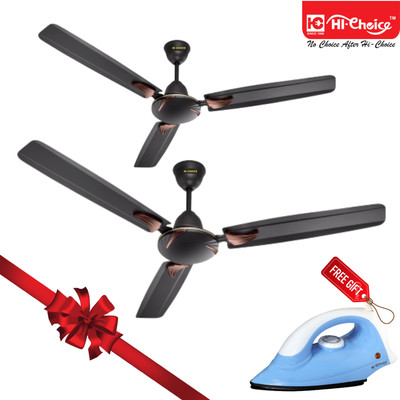 Hi Choice Ceiling Fan For Home Living Room Fast And High Speed 2 Star 1200 Mm Energy Saving 3 Blade Ceiling Fan  (Smoke Brown, Pack Of 3) For Rs. 2949 @ 54 %