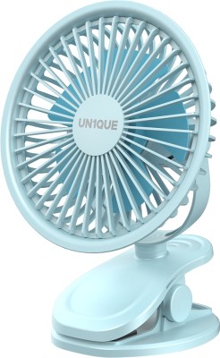 UN1QUE Portable Clip on Fan Battery Operated, 6 Inch Powerful USB Table Fan, 3 Speed Portable Clip on Fan Battery Operated, 6 Inch Powerful USB Table Fan, 3 Speed Laptop Accessory, Rechargeable Fan, USB Air Cooler, USB Air Freshener, USB Air Purifier(Blue)