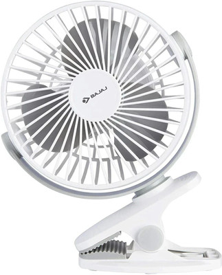 BAJAJ Pygmy Mini Personal Fan USB Rechargeable with 2 Year Warranty Ultra High Speed 110 mm Table Fan(1 Star | White | Pack of 1)
