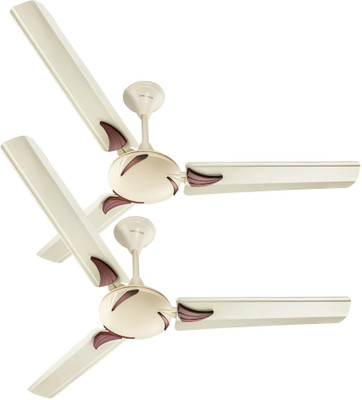 Kanishka Spyker Pk2 Ivory Copper with 24 Months Warranty Ultra High Speed 1200 mm Ceiling Fan(2 Star | Rich Ivory | Pack of 2)