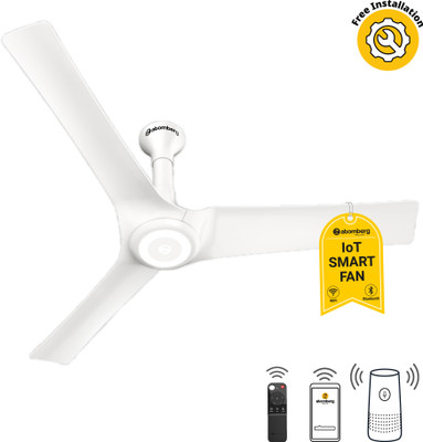 Atomberg Aris Starlight | Free Installation | 5 Star 1200 mm 3 Blade Ceiling Fan(BLDC Motor with Remote | Marble white | Pack of 1)