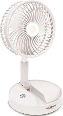 Pick Ur Needs Rechargeable Table Fan 2 Mode LED 3 Type Speed Foldable Design with 1 Year Warranty Energy Saving 3 mm Table Fan(White | Pack of 1)