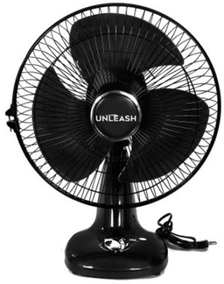 unleash Cryo 300 mm Table Fan 12 inch High Speed Fan Table Fan For Home 300 mm 3 Blade Table Fan(Energy Saving | Black | Pack of 1)