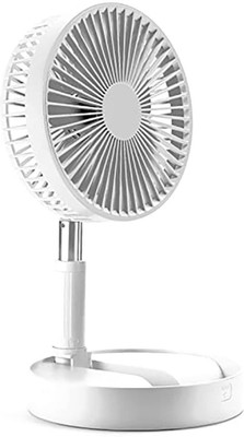 Raptas Height-Adjustable Foldable Fan – 4-Speed Rechargeable Cooling for Home & Office 2 mm 3 Blade Table Fan(white | Pack of 1)