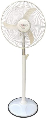 DIGISMART Bullet Mark-2 2400 RPM High Speed 16 Inches Adjustable Height X-Flow Technology 400 mm 3 Blade Pedestal Fan(Energy Saving | Ivory | Pack of 1)