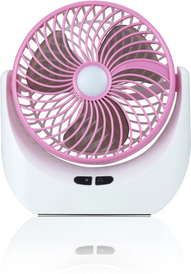 NexusCool High Speed Rechargeable Table Fan with LED Light, For Kitchen, Office, Home with 1 Year Warranty Ultra High Speed 1400 mm Table Fan(5 Star | Pink | Pack of 1)