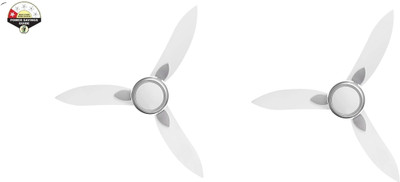 USHA Bloom Bellflower Pack of 2 with 1 Year Warranty 1300 mm Ceiling Fan(‎Sparkle White & Silver | Pack of 2)