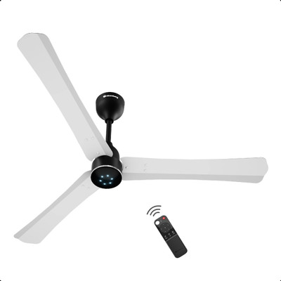 Atomberg Renesa Halo Smart|Voice Controlled|High Air Flow|Low Noise|LED Speed Indicator with 3 Year Warranty BLDC Motor with Remote 1200 mm Ceiling Fan(5 Star | Gloss White & Black | Pack of 1)