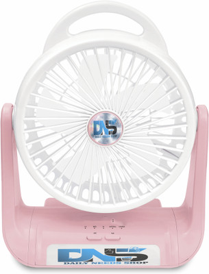 Daily Needs Shop Rechargeable Portable Mini Hand Carry Table Fan With LED 180° Rotatable Design with 1 Year Warranty Energy Saving 3 mm Table Fan(Pink | Pack of 1)