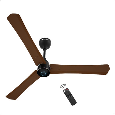 Atomberg Renesa Halo Smart|Voice Controlled|High Air Flow|Low Noise|LED Speed Indicator with 3 Year Warranty BLDC Motor with Remote 1200 mm Ceiling Fan(5 Star | Matte Brown & Black | Pack of 1)