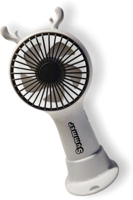 Dyzo 3-Speed Mini Fan – LED Light & Brushless Motor for Strong Airflow 5 Blade Table Fan(Ultra High Speed | White | Pack of 1)