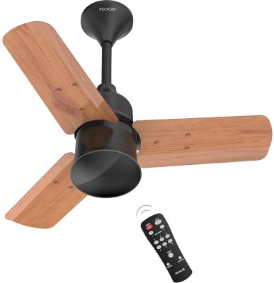 Polycab Silencio Mini 600mm 25 Speed Setting,Remote Ceiling fan for Home Natural Wood 5 Star 600 mm 3 Blade Ceiling Fan(BLDC Motor with Remote | NATURAL WOOD | Pack of 1)