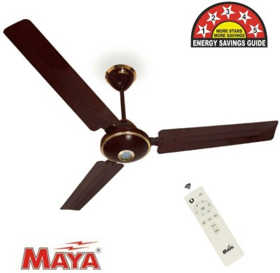 MAYA 5 Star Rated 1200 mm Super Eco Tech BLDC Ceiling Fan with Remote 5 Star 1200 mm BLDC Motor with Remote 3 Blade Ceiling Fan(Brown, Pack of 1)