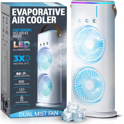 Xydrozen USB Rechargeable Oscillating fan with LED Light Cooler Fan 6 Blade Table Fan(Remote Controlled | White | Pack of 1)