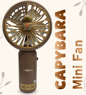 Pick Ur Needs Mini Fan For Home / Travel / Office / Hand Fan Rechargeable Battery Teddy Design with 1 Year Warranty BLDC Motor 4 mm Table Fan(Brown | Pack of 1)