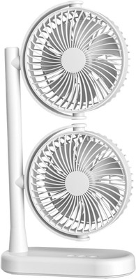 Raptas Desk Fan with Double Head – Rotatable, 3-Speed Cooling Fan for Powerful with 1 Year Warranty Table Fan(white | Pack of 1)
