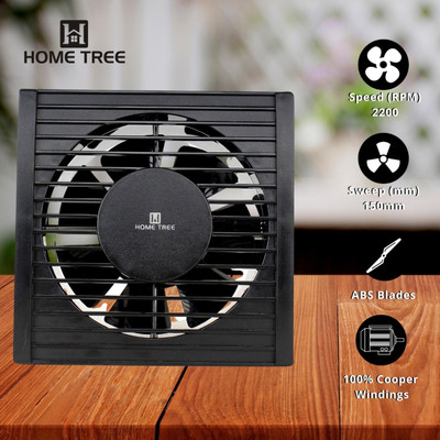 Home Tree Ultra 6 inch New Ventilation fan with 1 Year Warranty Anti Dust 150 mm Exhaust Fan(5 Star | Black | Pack of 1)