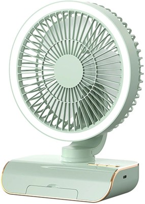 YOZO Table fan Powerful Rechargeable with LED Light Table Fan for Home, Office Desk Mini Desk Fan Portable 3 Speeds Wind Desktop Table Cooling Fan For Car Outdoor USB Fan, Led Light, Rechargeable Fan(OSCILLATE GREEN)