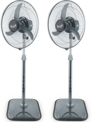Indo 400mm High speed Pedestal farrata fan for home | 2400 RPM |2 Years Warranty| with 2 Year Warranty Ultra High Speed 400 mm Pedestal Fan(1 Star | Grey | Pack of 2)