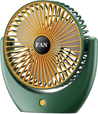 Sampri Rechargeable Lighting & 4-hours Battery Backup Small Pocket, Cooling Mini Hand 3 Speed USB Fan(Dark Green, Yellow)
