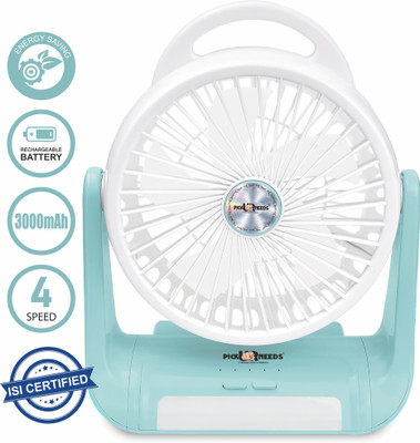 Pick Ur Needs Portable Rechargeable Table Fan With LED Light 3000mAh Battery 180 Degree Move with 1 Year Warranty Energy Saving 3 mm Table Fan(Blue | Pack of 1)