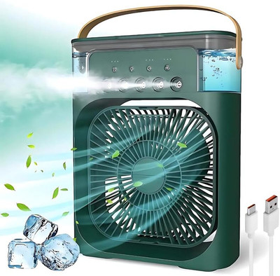 KRITAM Double-Ended Spray Cooling Fan With Mist Humidifier, Rechargeable USB Desk Fan Indoor Rotatable with Remote USB Fan, USB Air Freshener, USB Air Cooler, Rechargeable Fan, Led Light, Laptop Accessory(Green) KRITAM Double-Ended Spray Cooling Fan With Mist Humidifier, Rechargeable USB Desk Fan Indoor Rotatable with Remote USB Fan, USB Air Freshener, USB Air Cooler, Rechargeable Fan, Led Light, Laptop Accessory(Green)