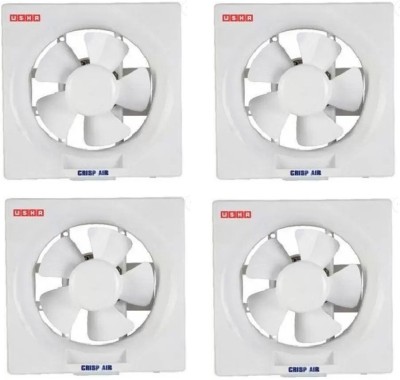 USHA Crisp air VX ventilating 250 MM PACK OF 4 250 mm 5 Blade Exhaust Fan(White | Pack of 4)