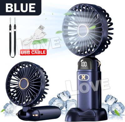 Sampri Mini Handheld Fan, Portable Fan USB Rechargeable, Small Pocket Fan Cooling Mini Portable Hand Fan 3 Speed modes Build-in Battery Rechargeable Fan USB Fan(Dark Blue)