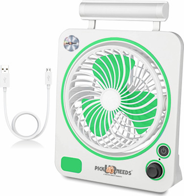 Make Ur Wish Rechargeable Mini Table Fan With 2 Mode Light 3 Multiple Speed Mode with 1 Year Warranty Energy Saving 3 mm Table Fan(Green | Pack of 1)