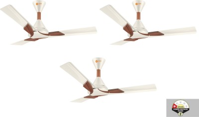 Orient Electric Wendy Antidust BEE Star Rated Pack of 3 1 Star 1200 mm 3 Blade Ceiling Fan(Pearl White Walnut | Pack of 3)