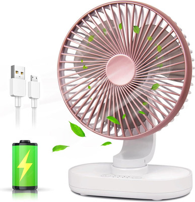 Tazomi Desk Fan,Oscillating fan with LED Light Table Fan,USB Fan,Quiet Personal 5 Speed Mini Portable Battery Operated USB Fan(Rose Gold)