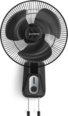 Longway Speedy P1 300 mm 3 Blade Wall Fan(Ultra High Speed | Black | Pack of 1)