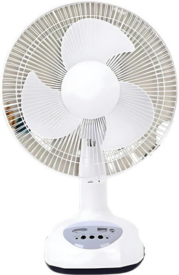 Lipzie 12-Inch Rechargeable Solar-Powered Fan with USB Charging with 1 Year Warranty 120 mm Table Fan(5 Star | Multicolour | Pack of 1)