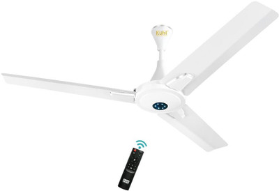 KUHL Prima A7|65% Power Saving BLDC Ceiling Fan | BEE 5 Star rating | ISI Certified| 5 Star 1200 mm 3 Blade Ceiling Fan(BLDC Motor with Remote | White | Pack of 1)
