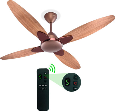 Candes EcoBreeze 5 Star 1200 mm 4 Blade Ceiling Fan(BLDC Motor with Remote | Rustic Brown & Wooden | Pack of 1)