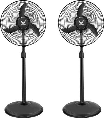 Max Speed Bullet Oscillating with 1 Year Warranty Ultra High Speed 400 mm Pedestal Fan(3 Star | Black Grey | Pack of 2)